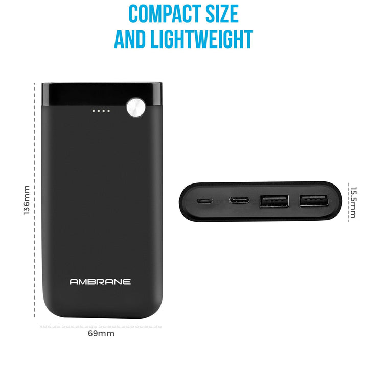 PP-150 15000 mAh Power Bank (Black) | Best Power Bank to Buy - AmbraneIndia