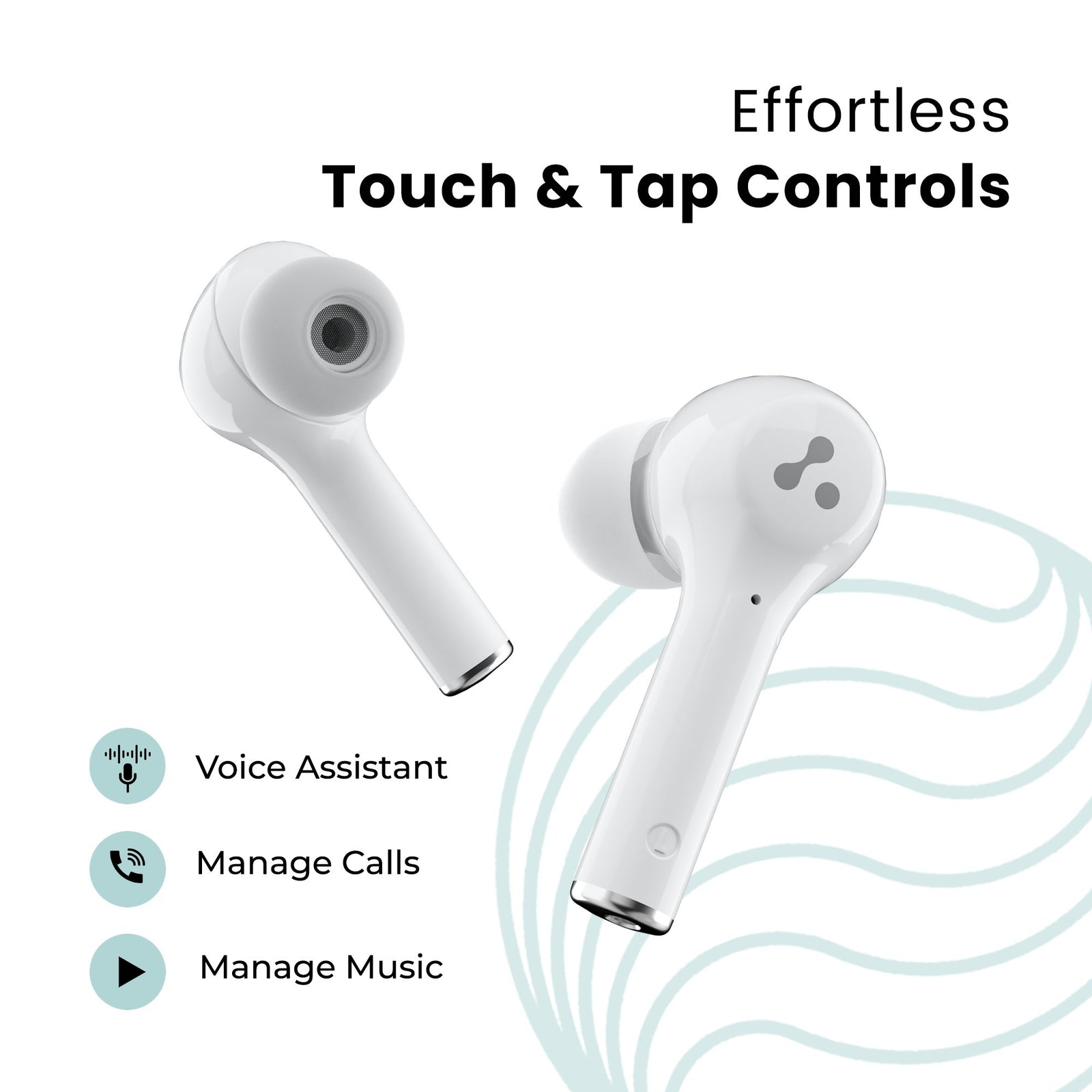 NeoBuds 33 wireless earbuds in open case – Ambrane India
