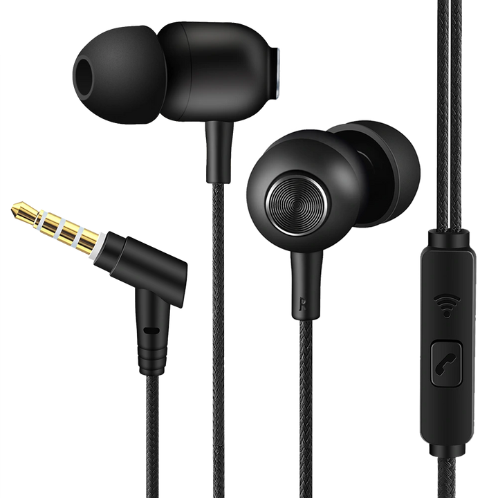 Black wired earphones with in-line microphone