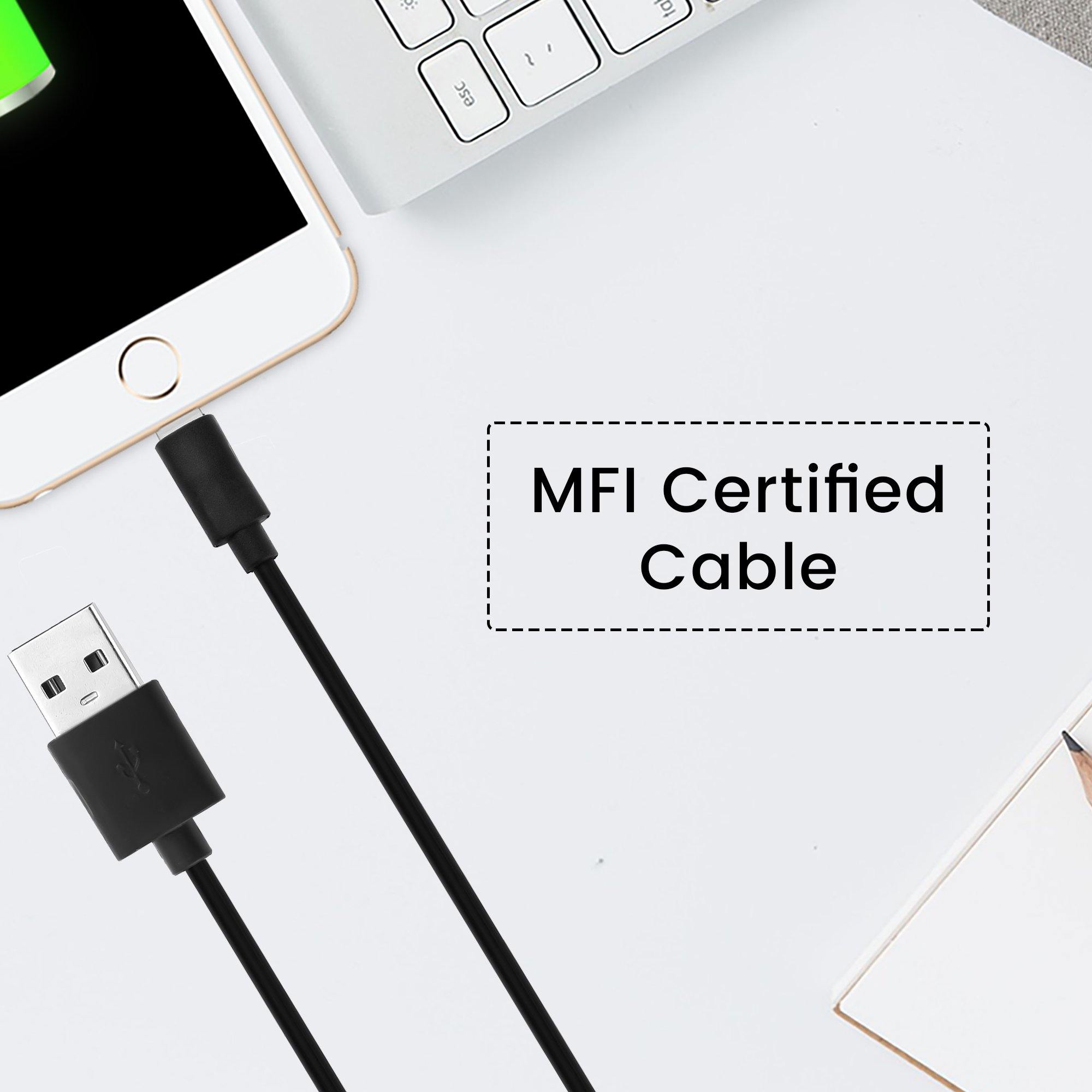 AMC-11 MFI Certified iPhone Lightning Cable - 1 Meter (Black) - AmbraneIndia