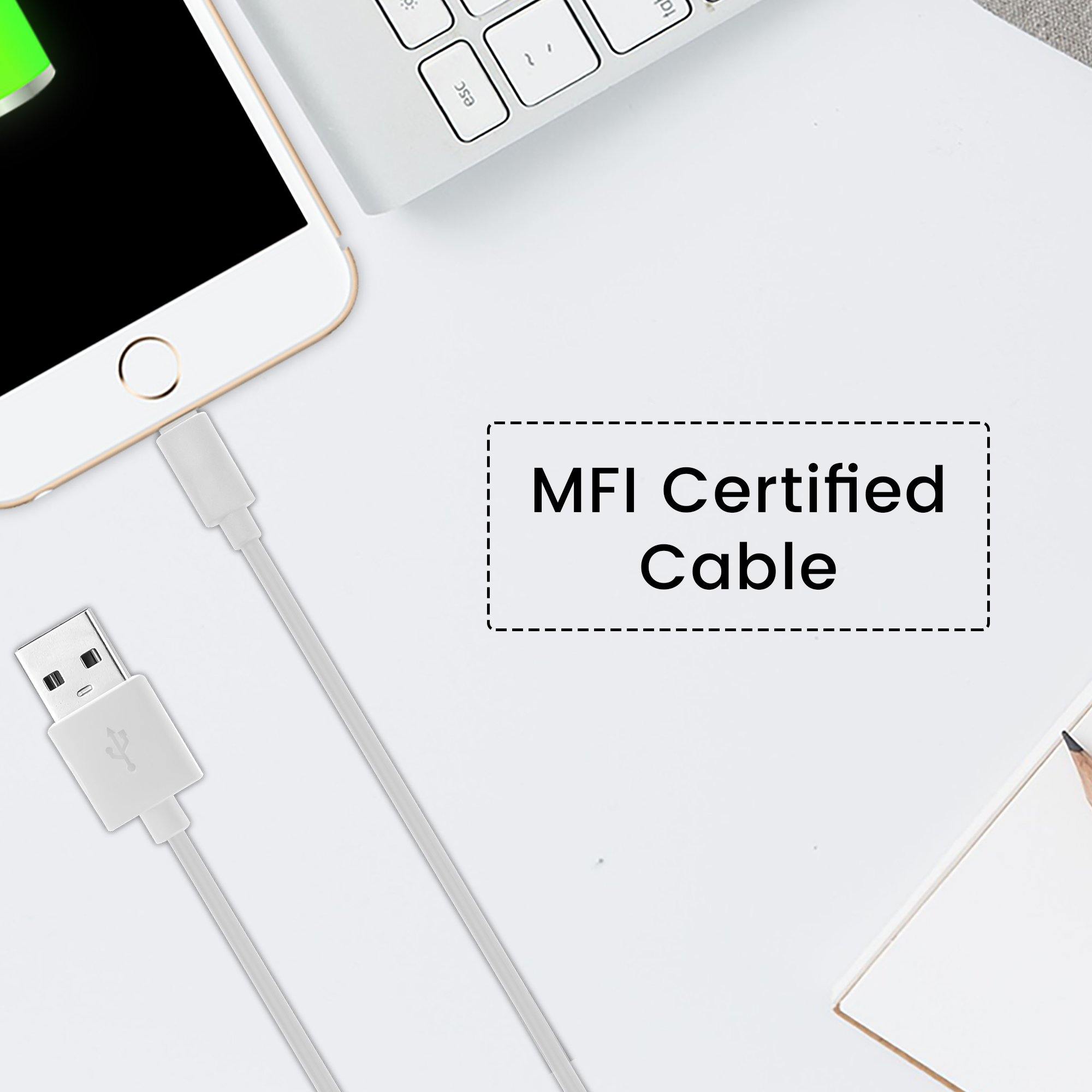 AMC-11 MFI Certified iPhone Lightning Cable - 1 Meter (White) - AmbraneIndia