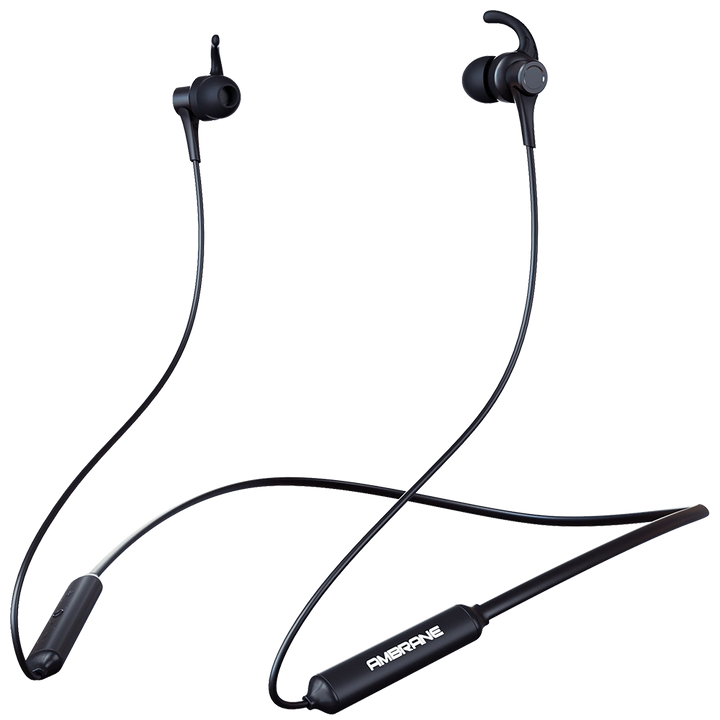 Black neckband wireless earphones