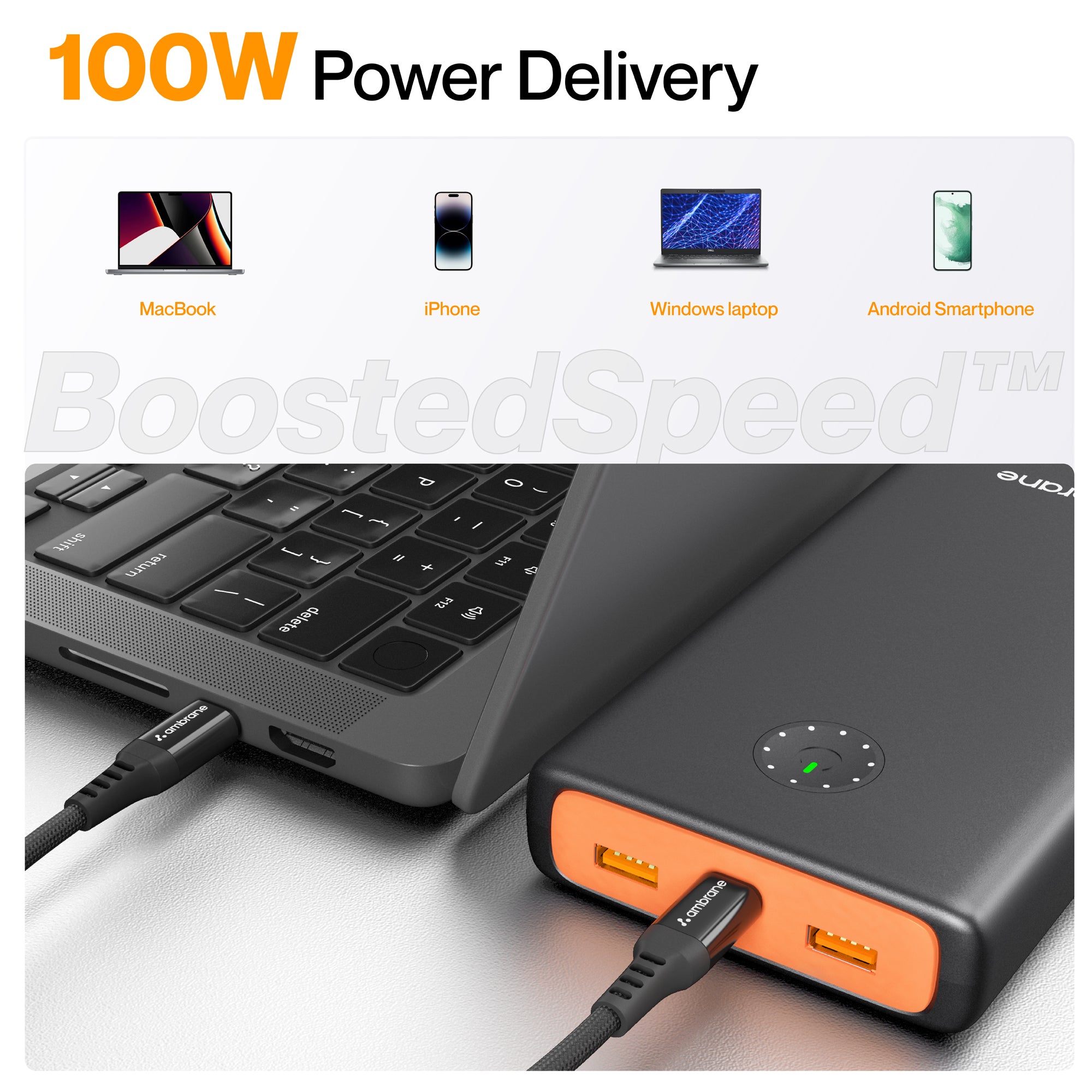 Powerlit Ultra - Fast Charging Laptop Powerbank for Macbook/Type C Laptops,  iPhone & Android Smartphones – Ambrane India