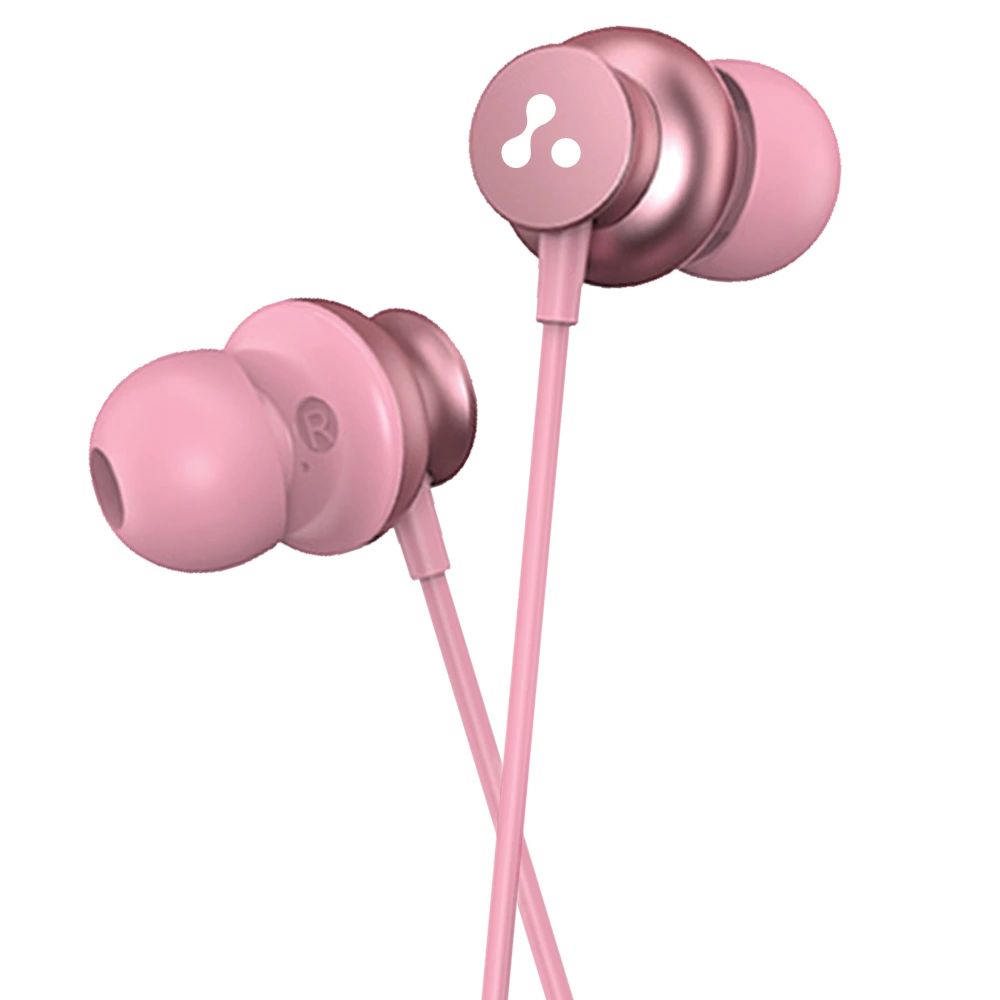 Pink wired earphones with mic