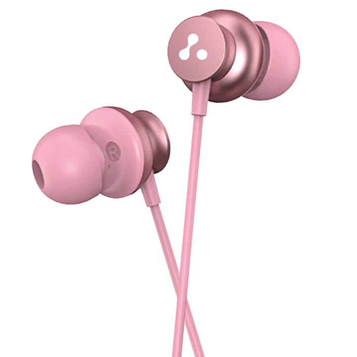 Pink wired earphones with mic